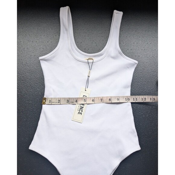 L'agence Nica Scoop Neck Bodysuit White Ribbed Stretch Snap Buttons Size Small - Picture 6 of 12